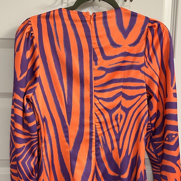Afrm Portia Dress in Vibrant Orange and Purple Women's zebra - Picture 5 of 6